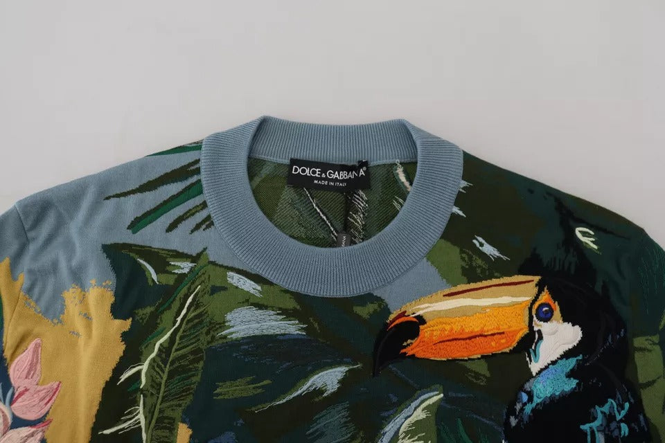 Dolce & Gabbana Jungle Woll-Seidenpullover mit Logo