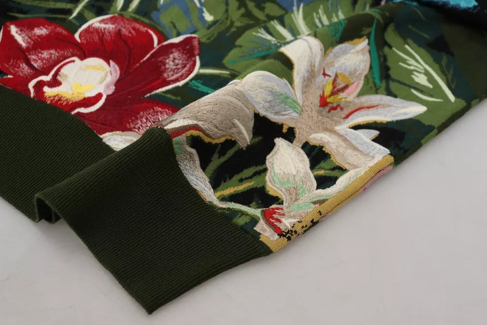 Dolce & Gabbana Jungle Woll-Seidenpullover mit Logo