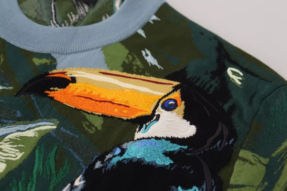 Dolce & Gabbana Jungle Woll-Seidenpullover mit Logo