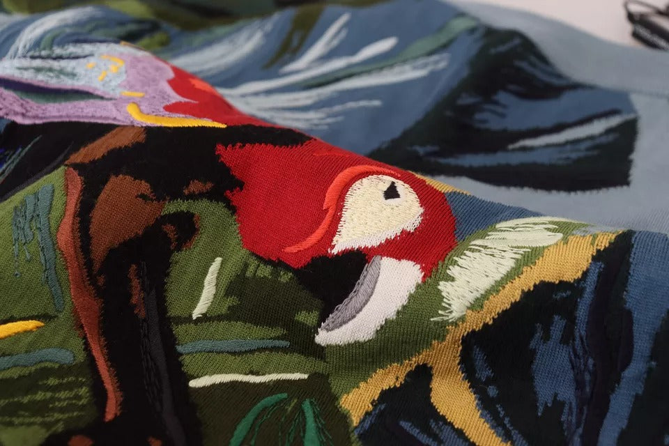Dolce & Gabbana Jungle Woll-Seidenpullover mit Logo