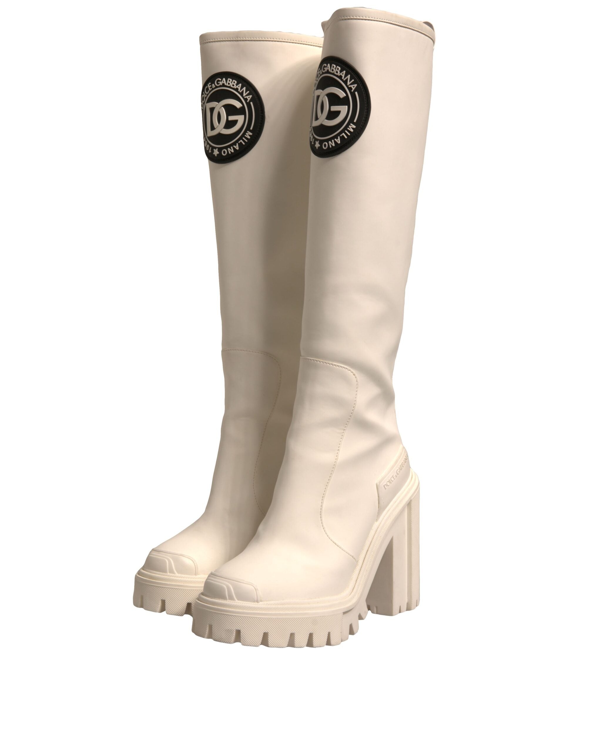 Dolce & Gabbana Weiß DG Logo Hi Trekking Plateau Biker Stiefel Schuhe