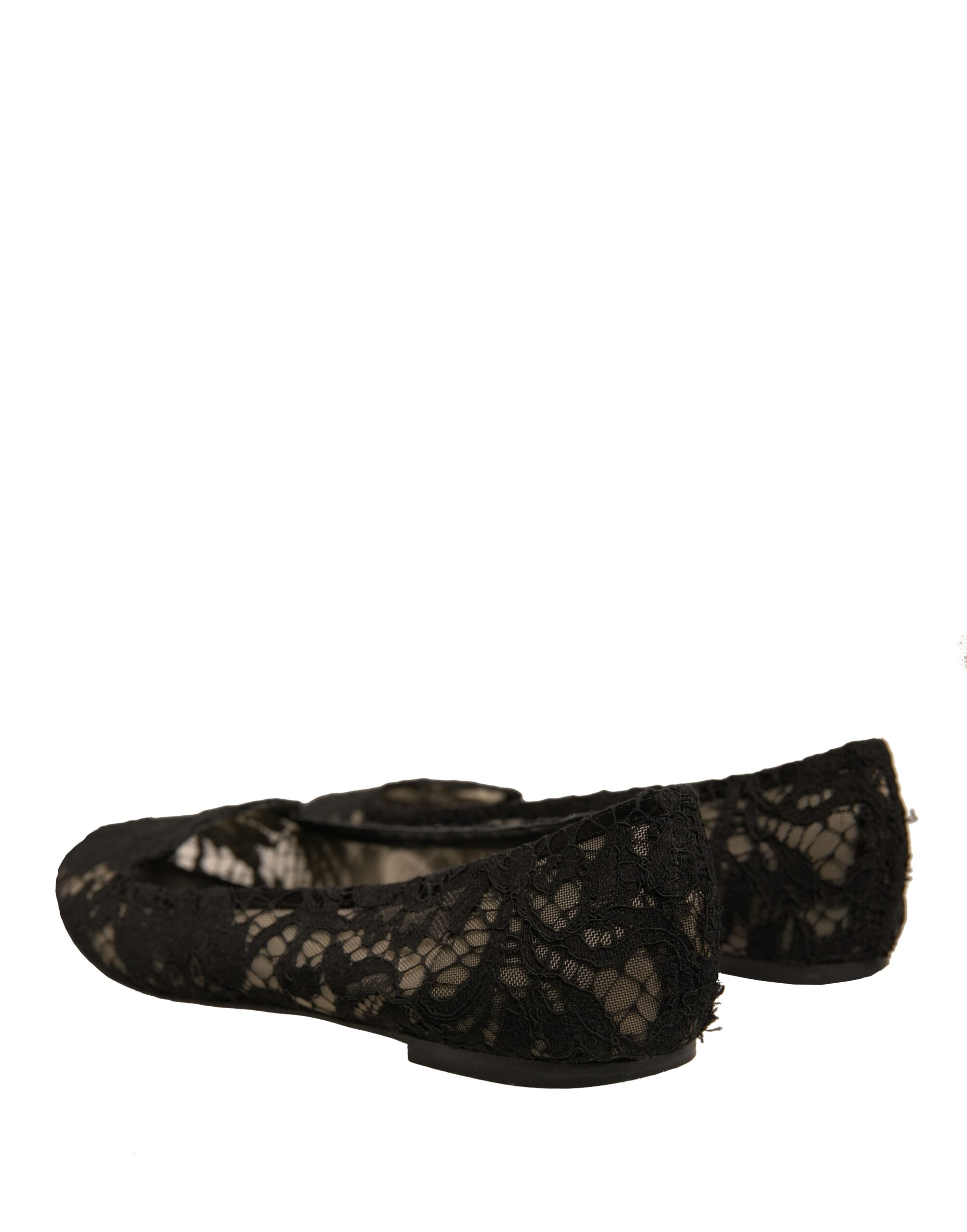 Dolce & Gabbana Schwarz Taormina Spitze Slip On Flats Schuhe