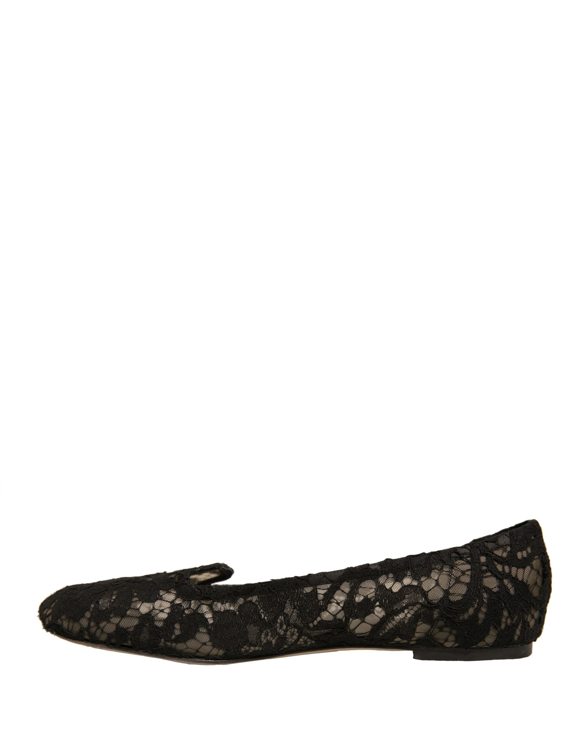 Dolce & Gabbana Schwarz Taormina Spitze Slip On Flats Schuhe
