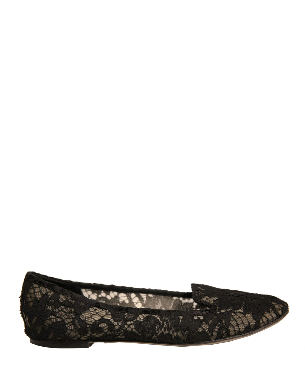 Dolce & Gabbana Schwarz Taormina Spitze Slip On Flats Schuhe