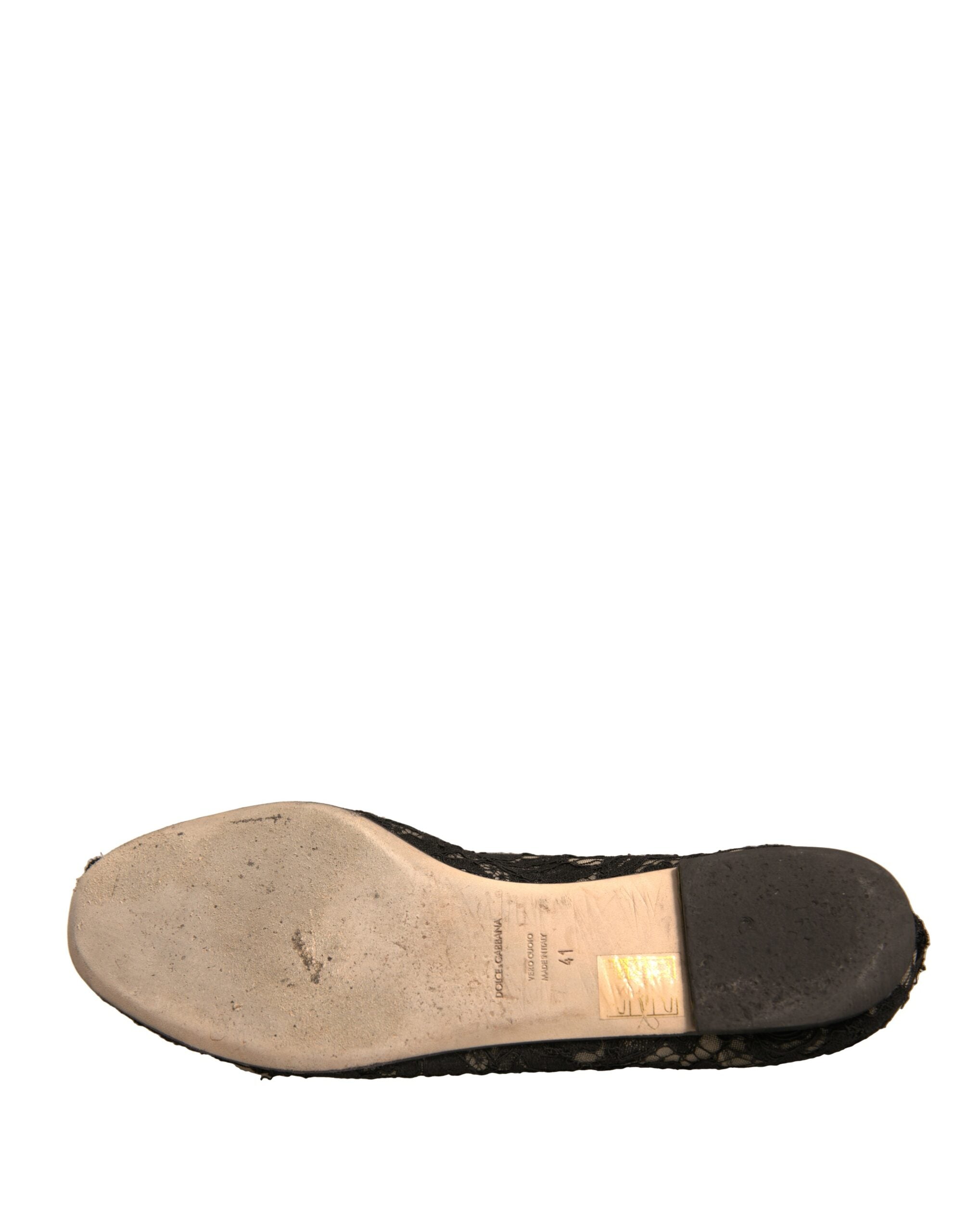 Dolce & Gabbana Schwarz Taormina Spitze Slip On Flats Schuhe