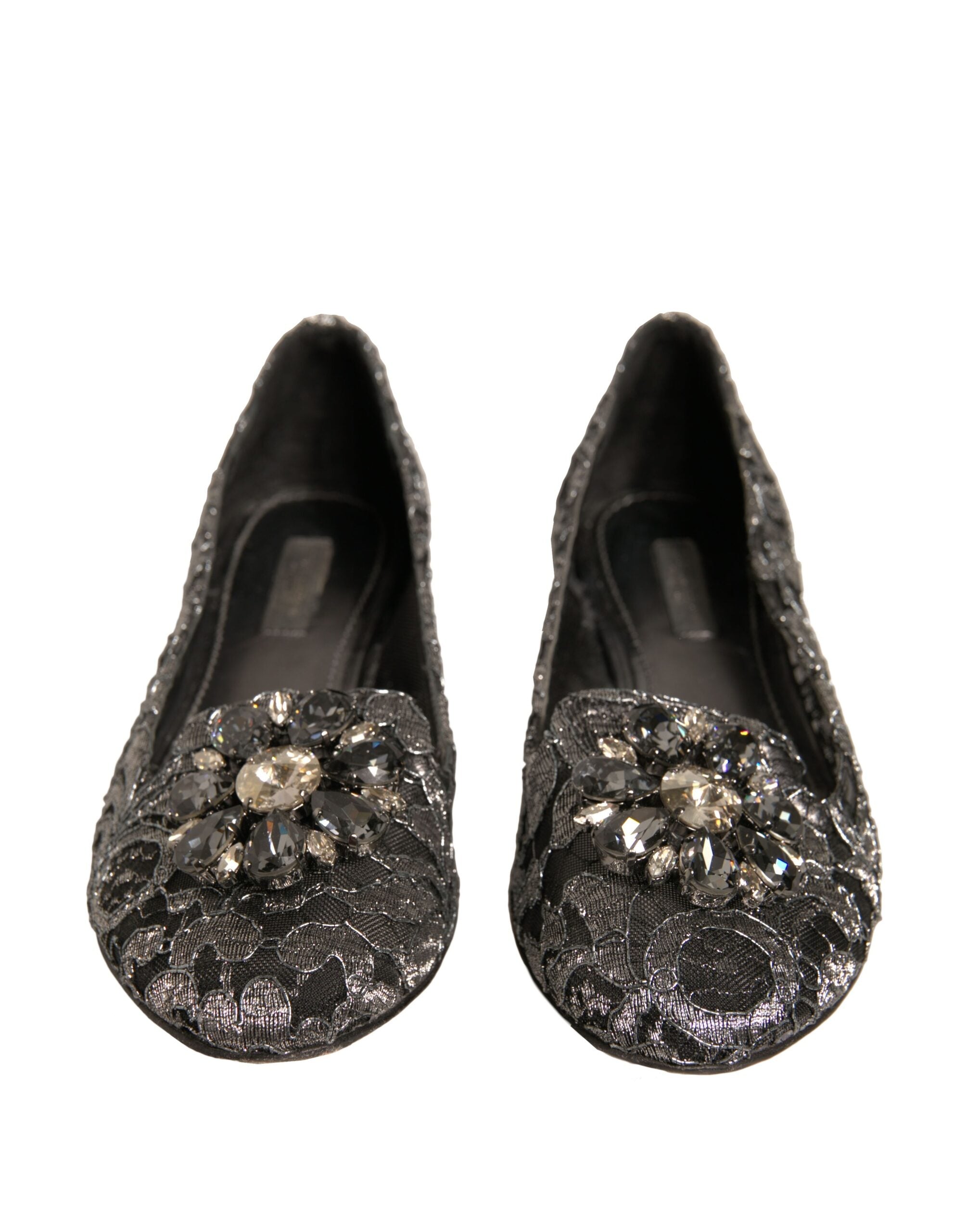 Dolce & Gabbana Silber Kristall Loafer Spitze Ballett Flats Schuhe