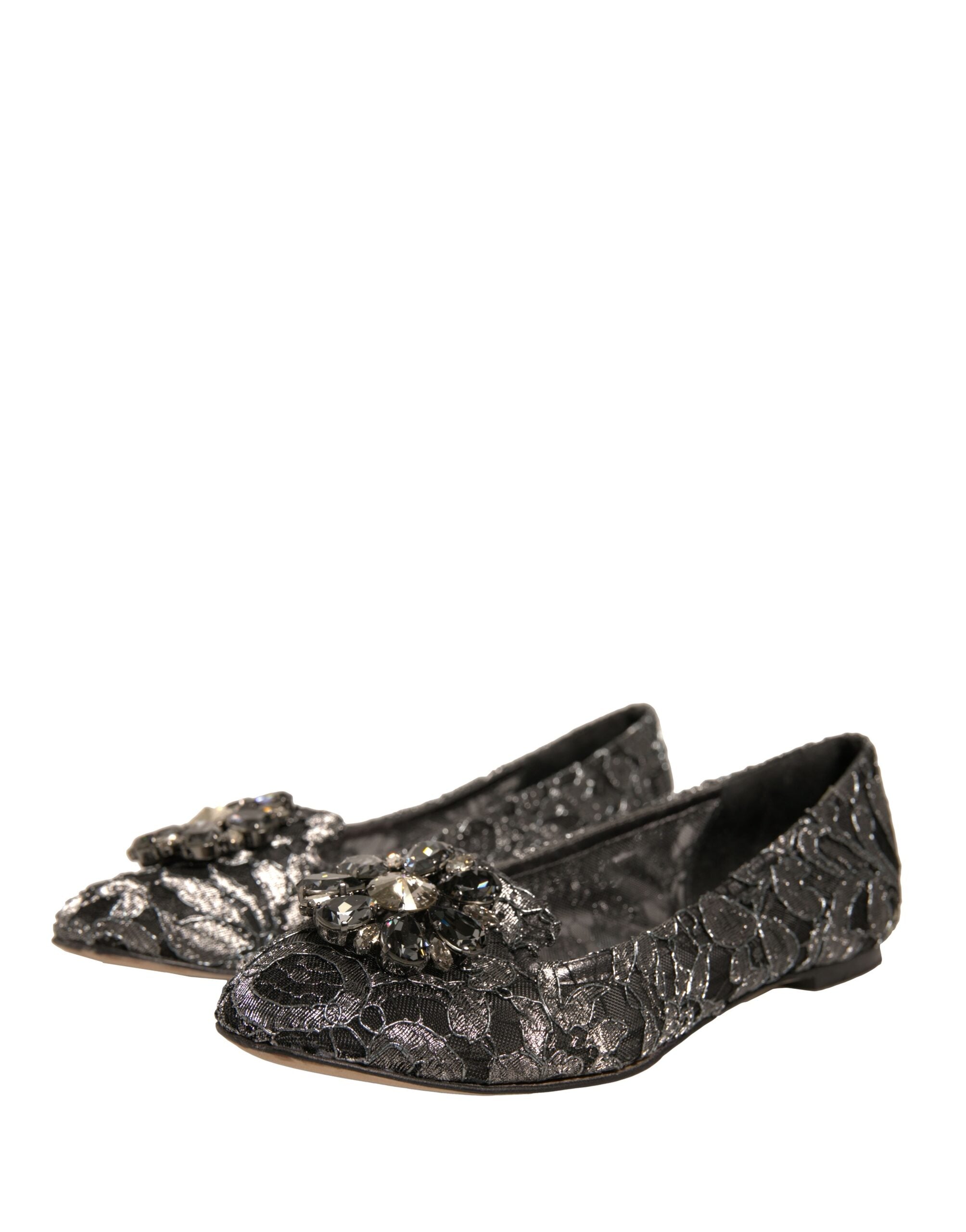 Dolce & Gabbana Silber Kristall Loafer Spitze Ballett Flats Schuhe
