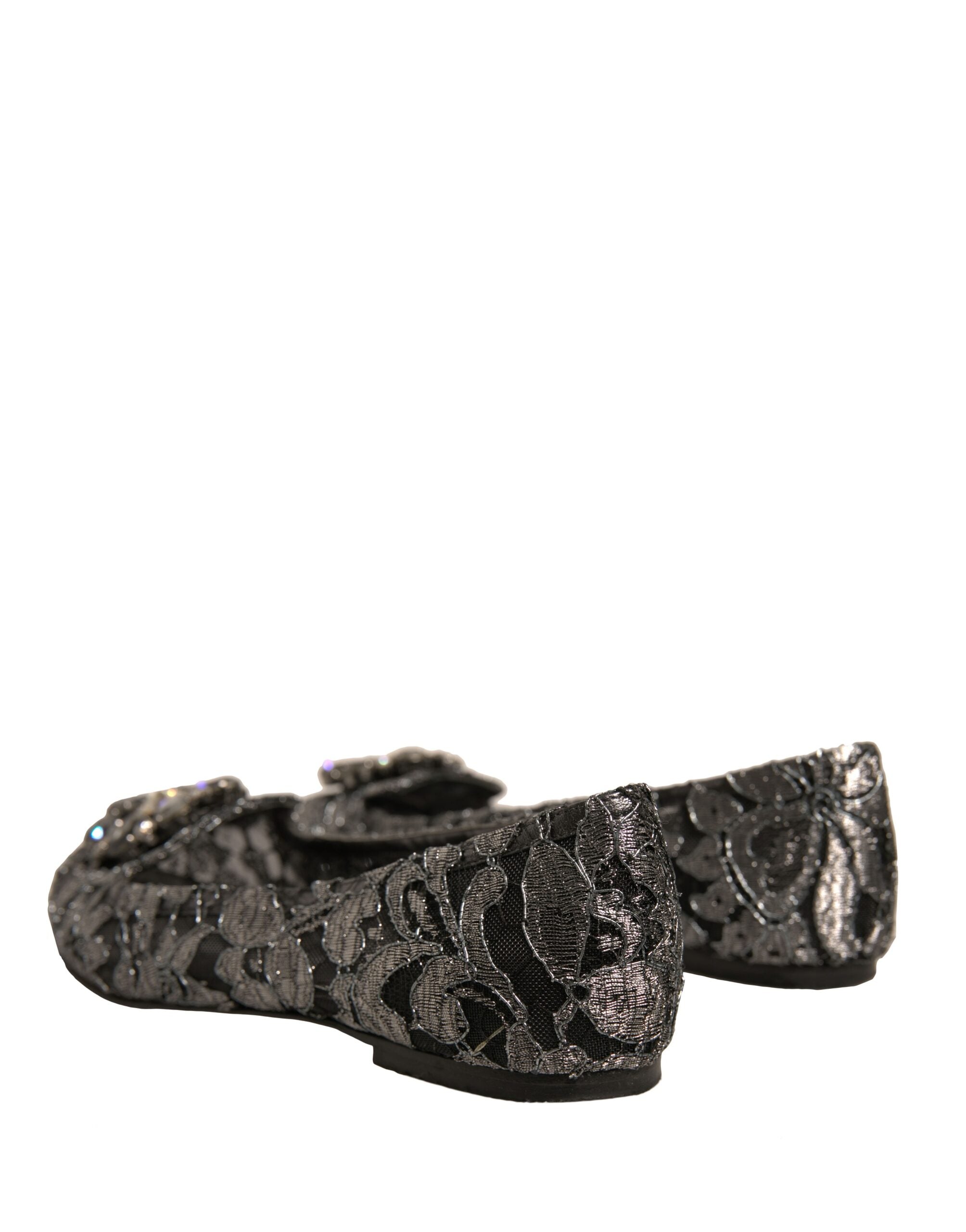 Dolce & Gabbana Silber Kristall Loafer Spitze Ballett Flats Schuhe