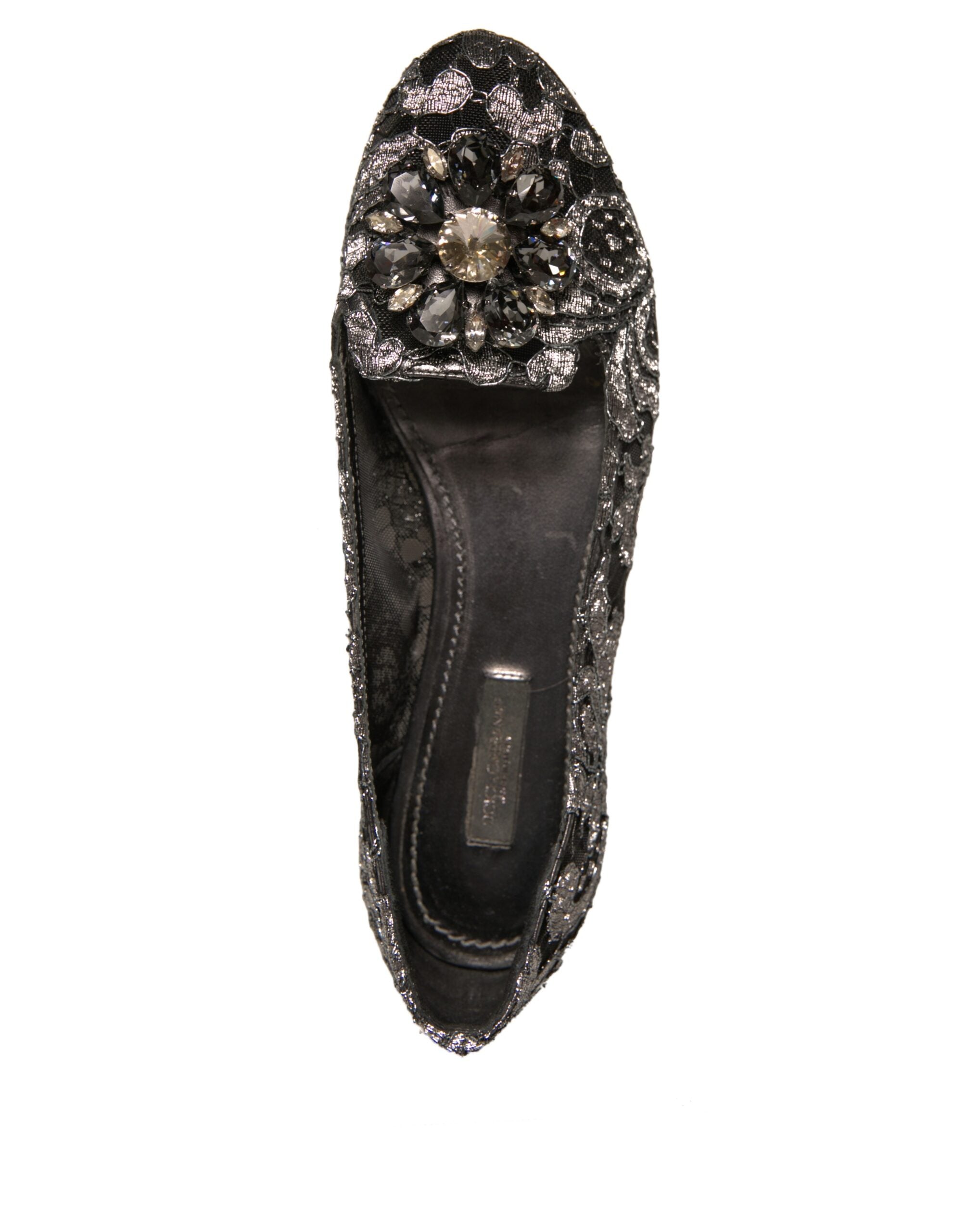 Dolce & Gabbana Silber Kristall Loafer Spitze Ballett Flats Schuhe