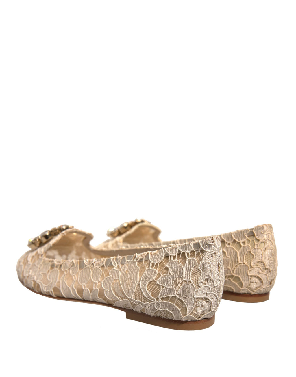 Dolce & Gabbana Beige Kristall Loafer Spitze Ballett Flats Schuhe