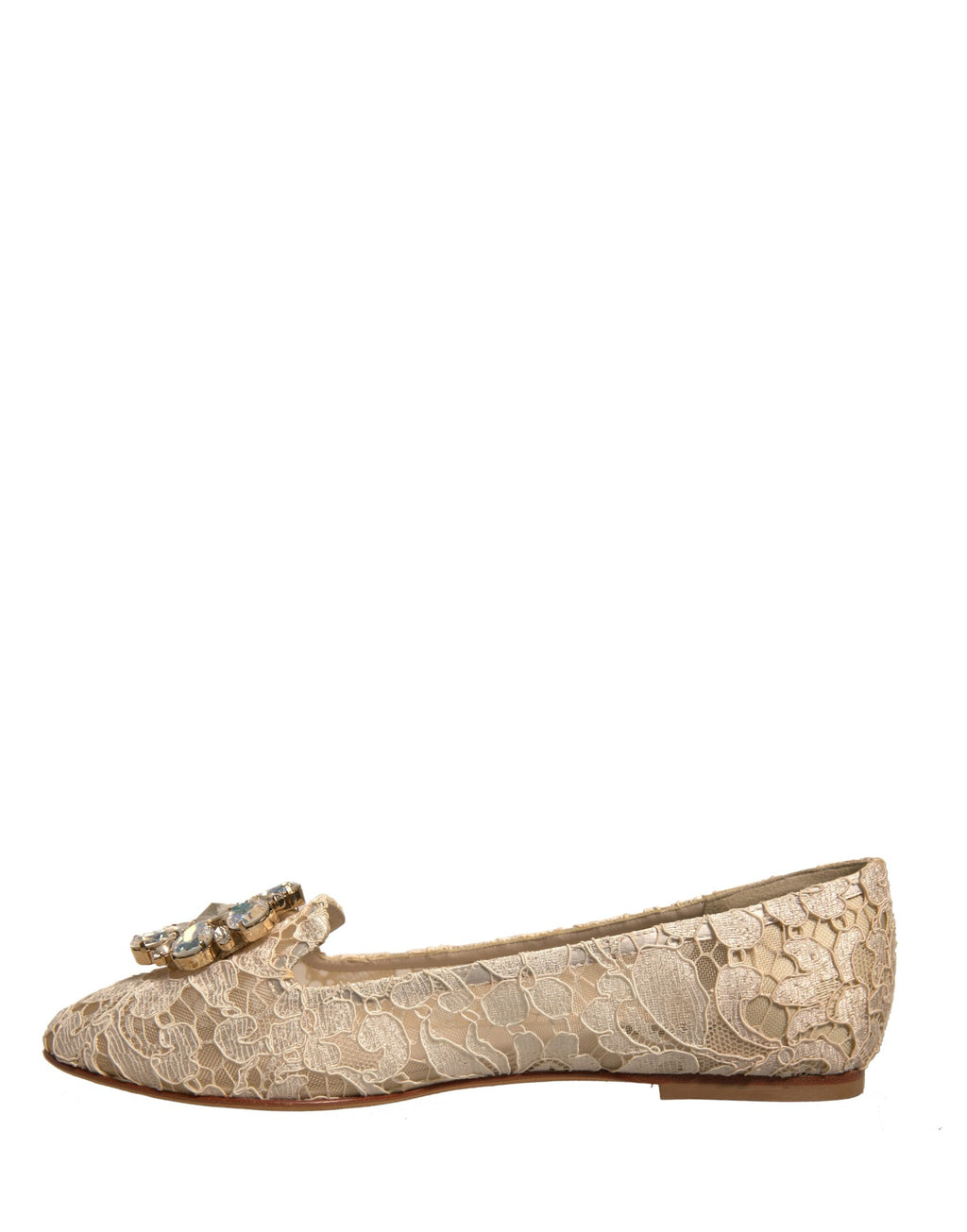 Dolce & Gabbana Beige Kristall Loafer Spitze Ballett Flats Schuhe