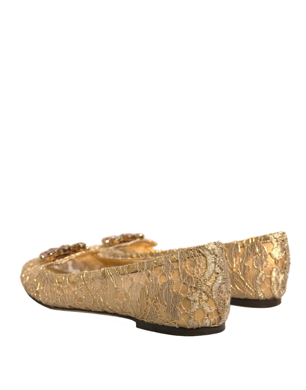 Dolce & Gabbana Gold Kristall Loafer Spitze Ballett Flats Schuhe