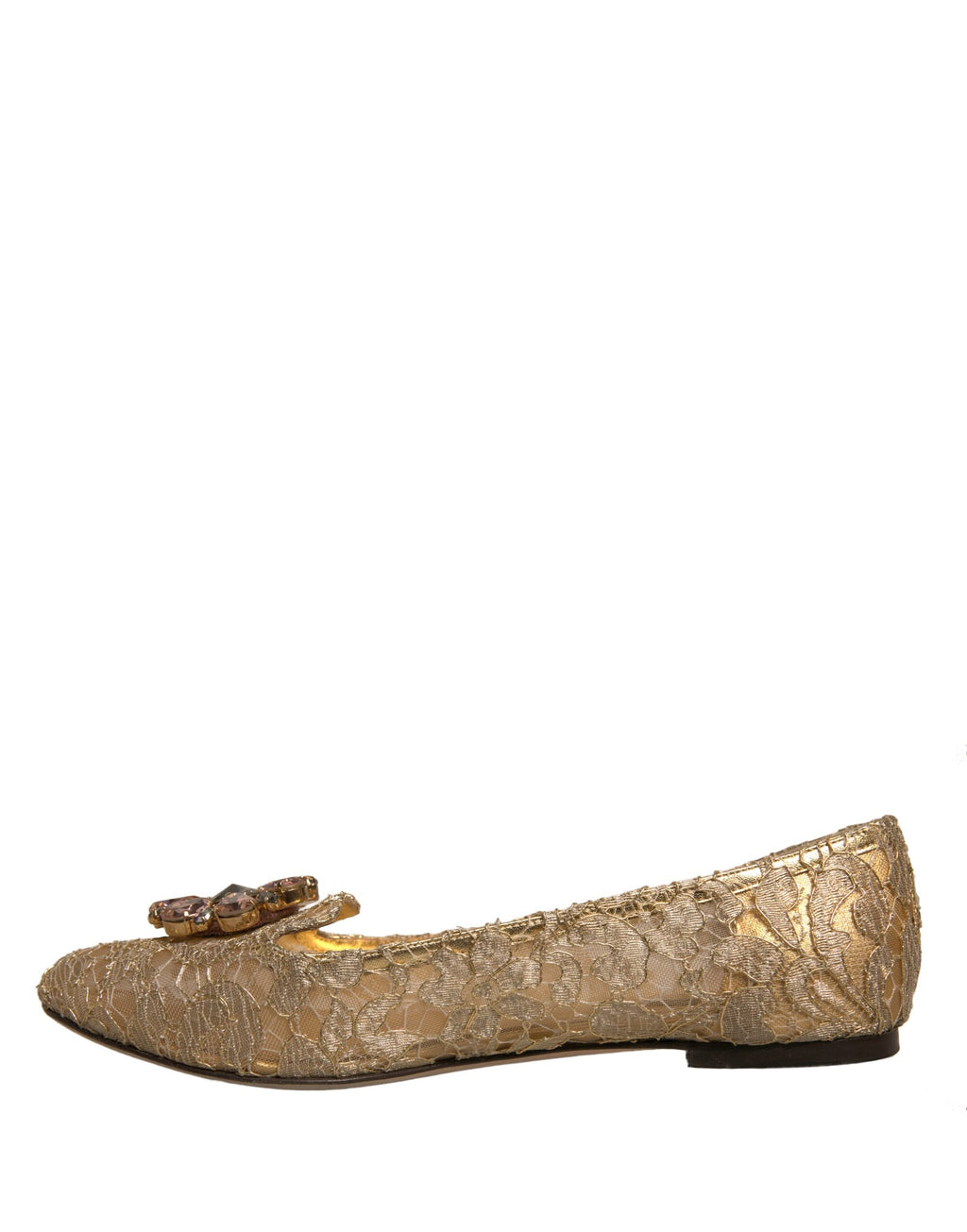 Dolce & Gabbana Gold Kristall Loafer Spitze Ballett Flats Schuhe