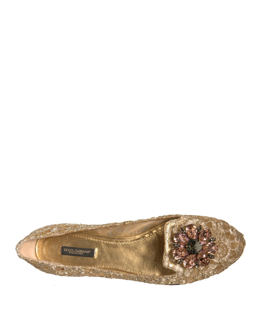 Dolce & Gabbana Gold Kristall Loafer Spitze Ballett Flats Schuhe