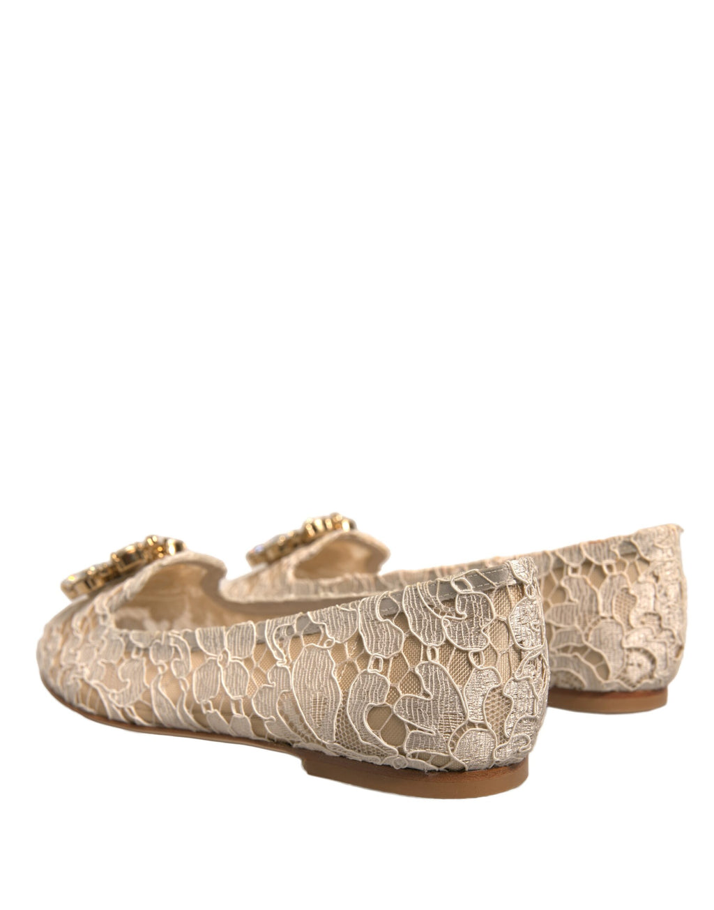 Dolce & Gabbana Beige Kristall Loafer Spitze Ballett Flats Schuhe