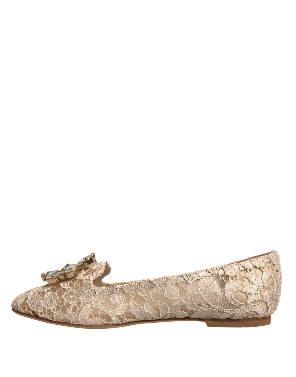 Dolce & Gabbana Beige Kristall Loafer Spitze Ballett Flats Schuhe