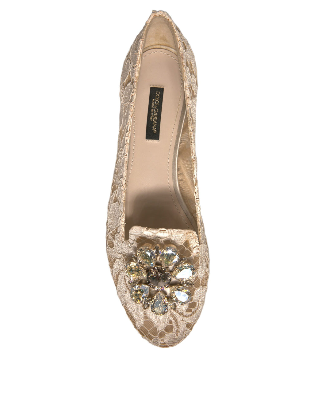 Dolce & Gabbana Beige Kristall Loafer Spitze Ballett Flats Schuhe
