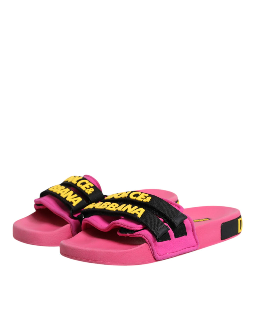 Dolce & Gabbana Fuchsia Neopren Rutschen Flats Beachwear Schuhe
