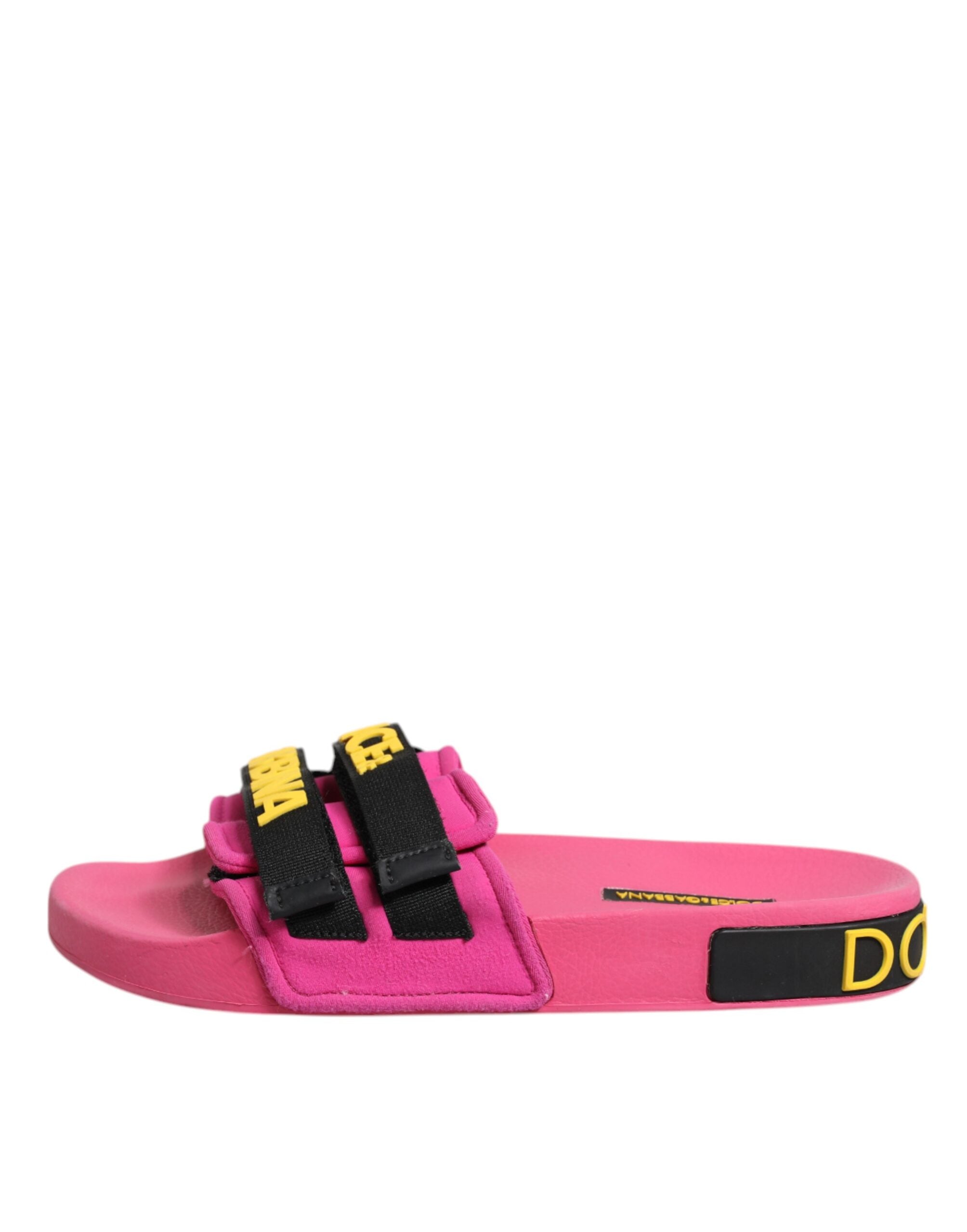 Dolce & Gabbana Fuchsia Neopren Rutschen Flats Beachwear Schuhe