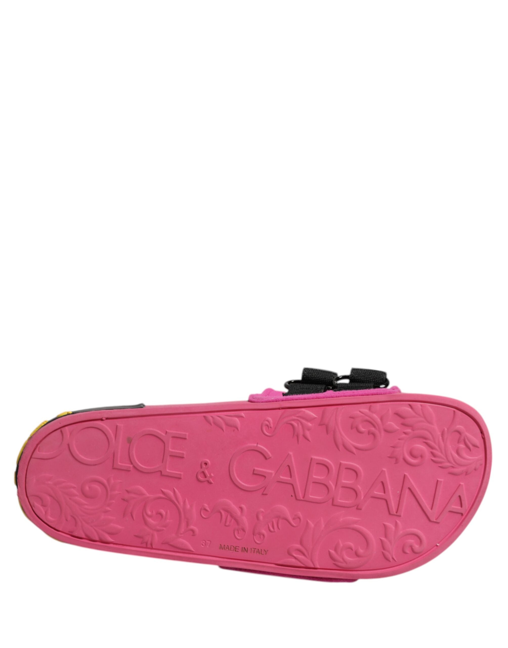 Dolce & Gabbana Fuchsia Neopren Rutschen Flats Beachwear Schuhe