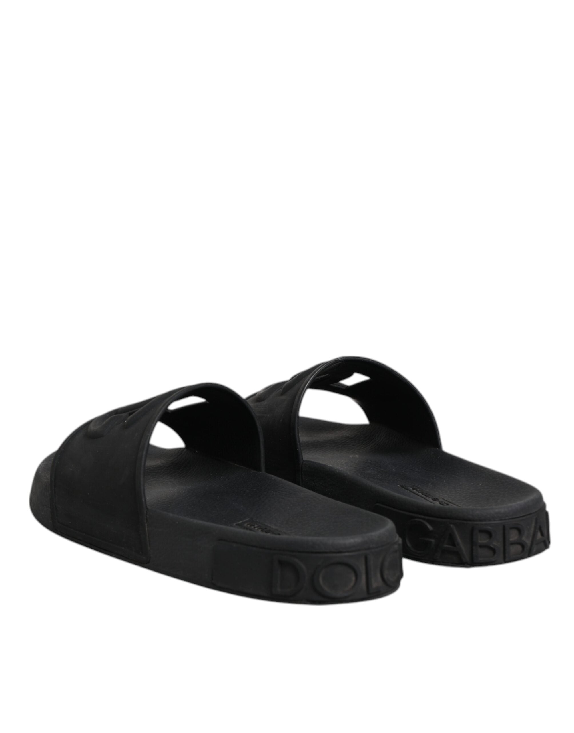 Dolce & Gabbana Schwarze Gummirutsche Sandalen Strandbekleidung Schuhe