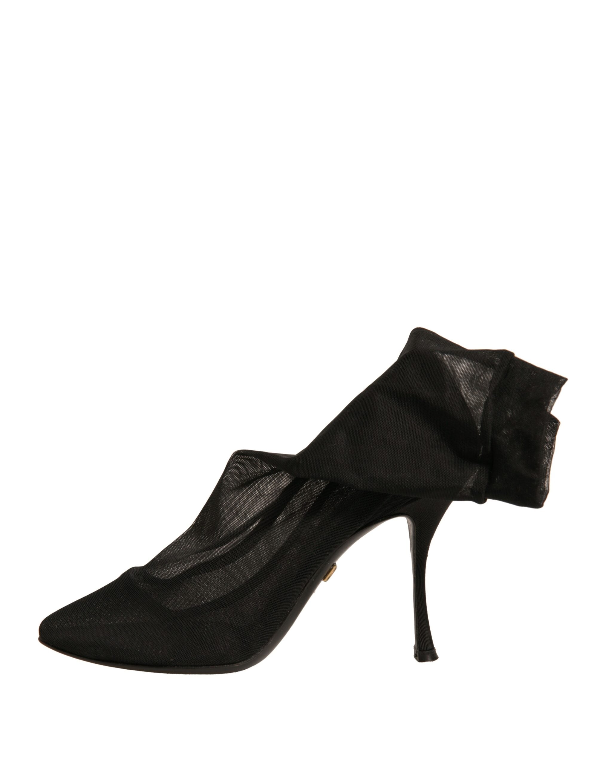 Dolce & Gabbana Schwarz Seide Mesh Socke Stil Heels Stiefel Schuhe