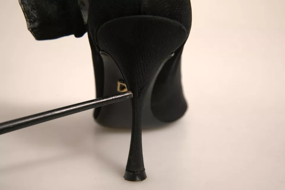 Dolce & Gabbana Schwarz Seide Mesh Socke Stil Heels Stiefel Schuhe
