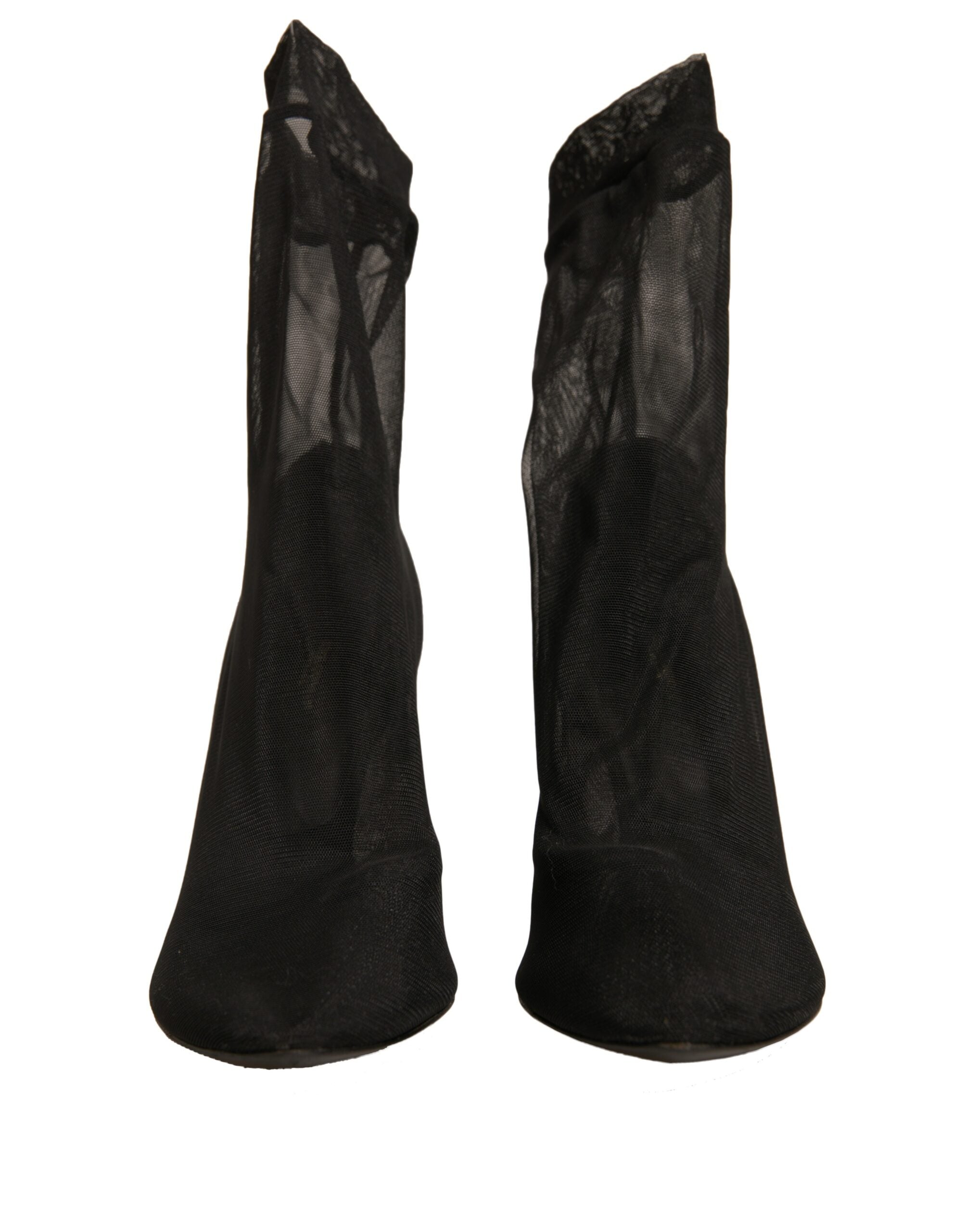 Dolce & Gabbana Schwarz Seide Mesh Socke Stil Heels Stiefel Schuhe