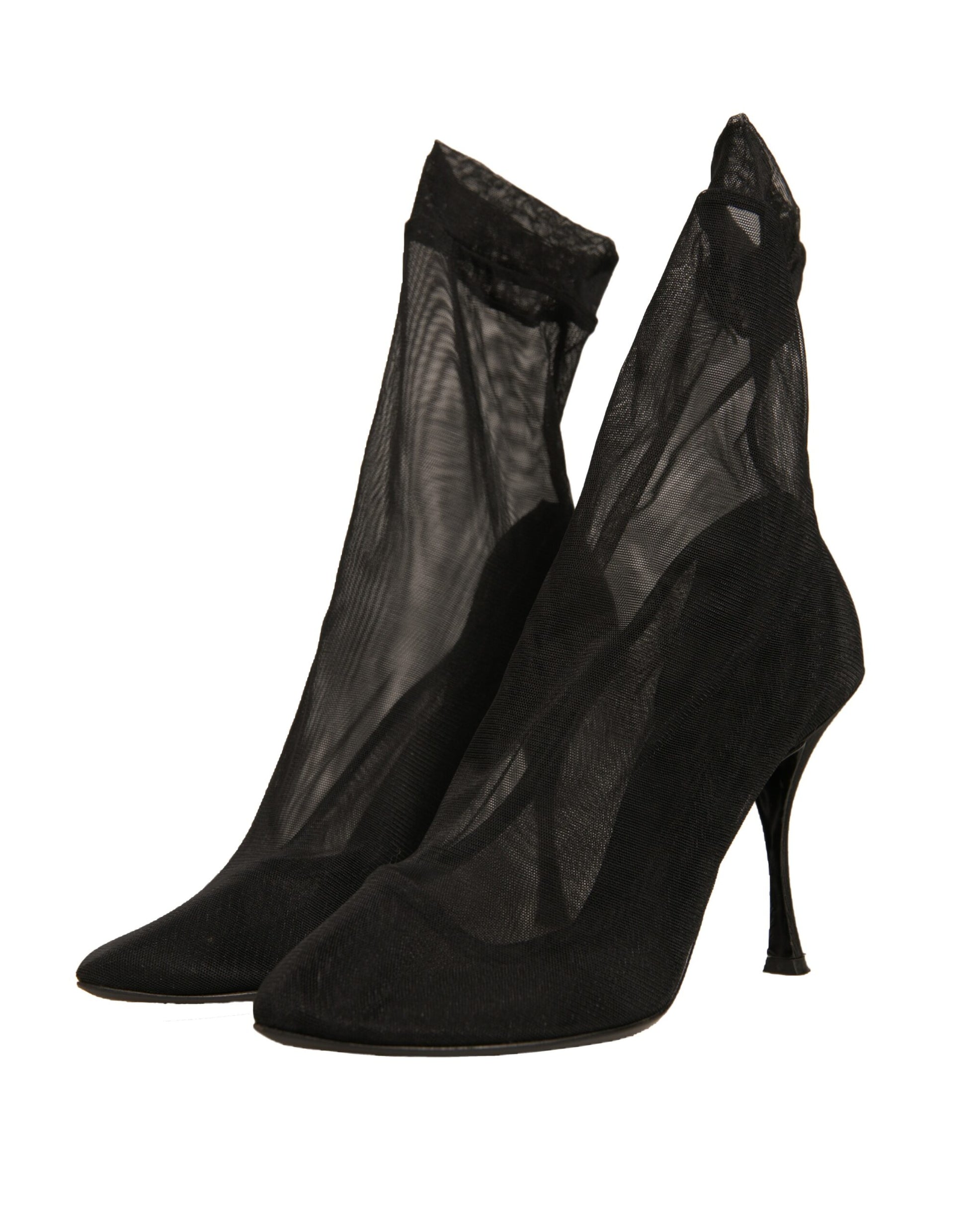 Dolce & Gabbana Schwarz Seide Mesh Socke Stil Heels Stiefel Schuhe