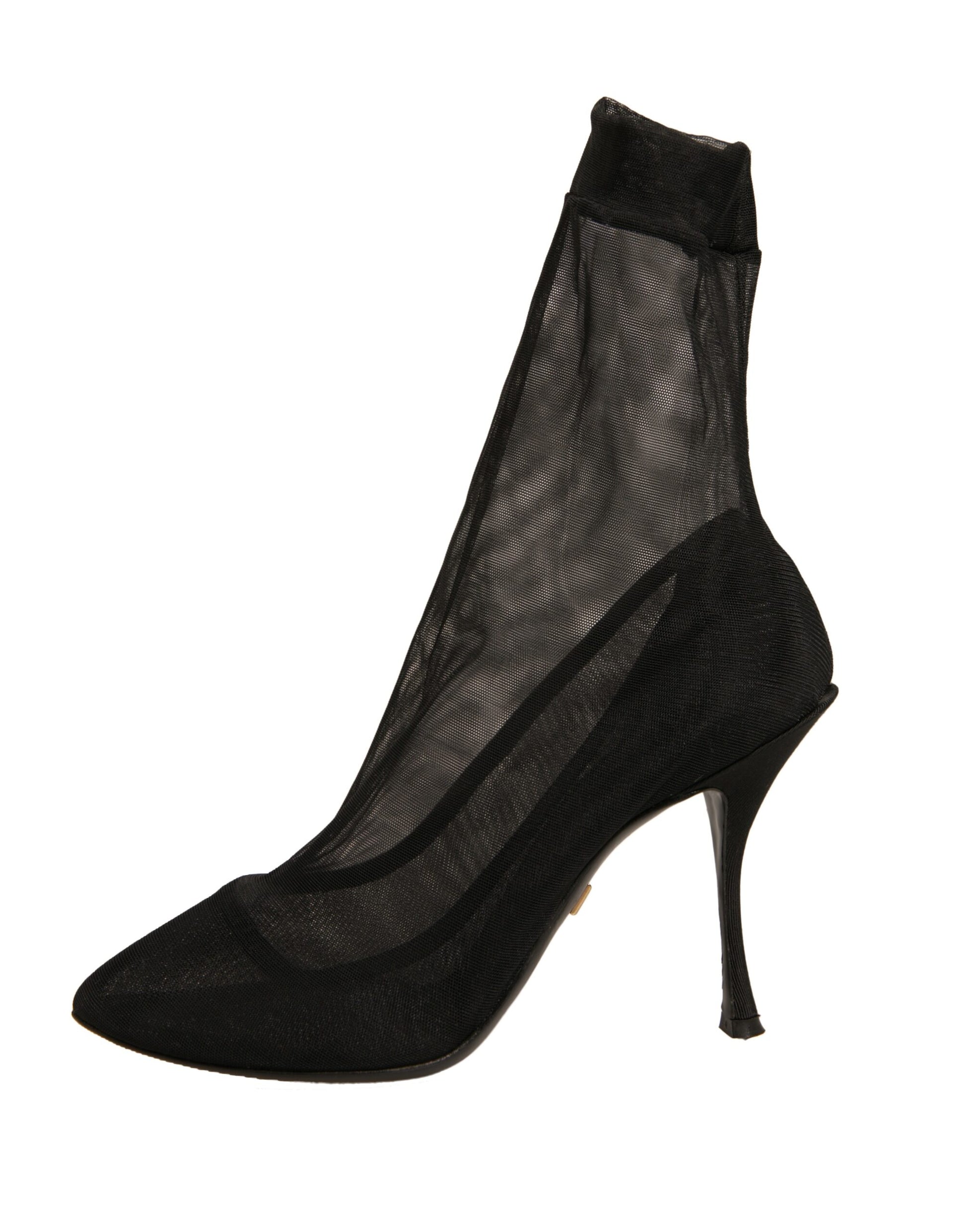 Dolce & Gabbana Schwarz Seide Mesh Socke Stil Heels Stiefel Schuhe