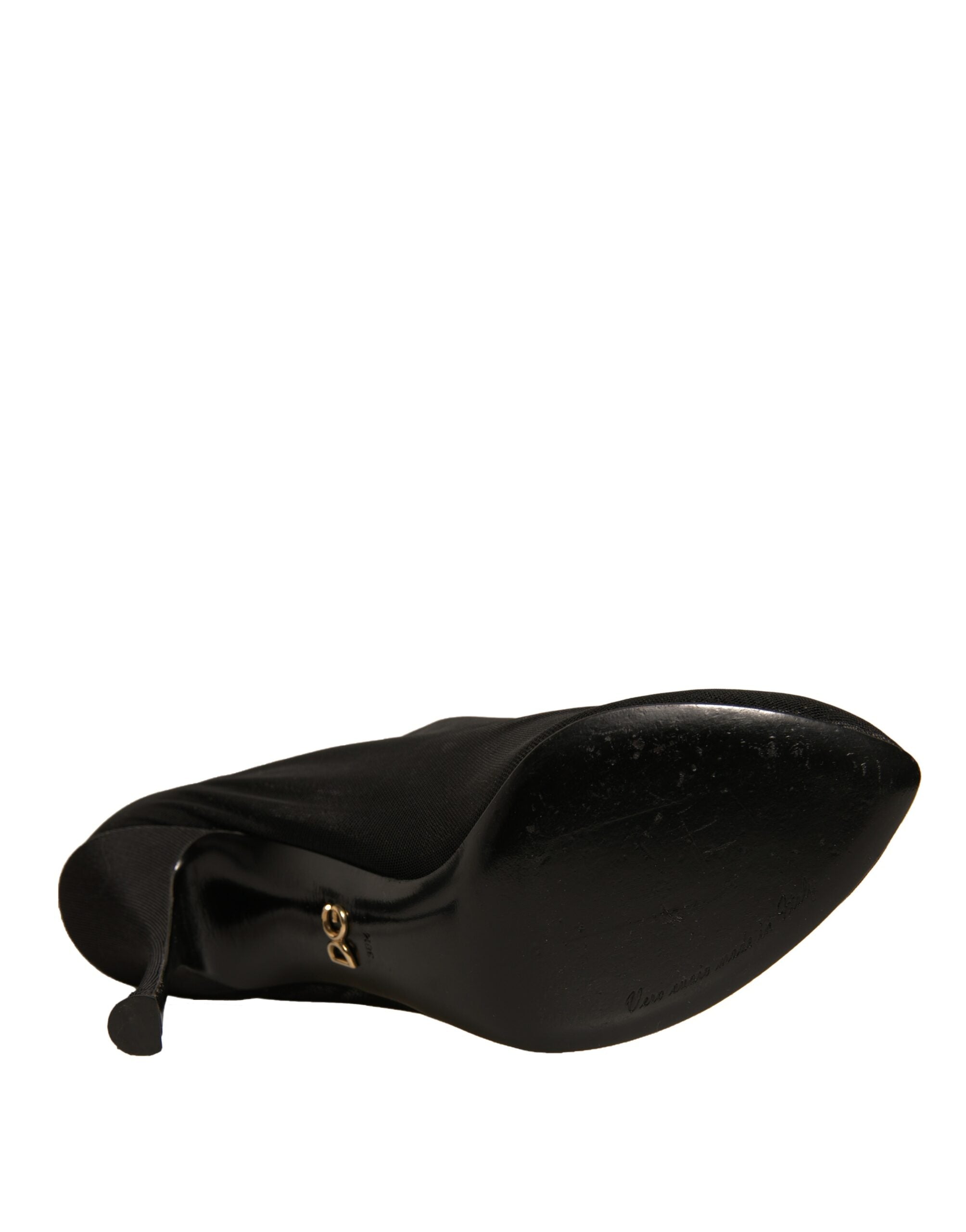 Dolce & Gabbana Schwarz Seide Mesh Socke Stil Heels Stiefel Schuhe