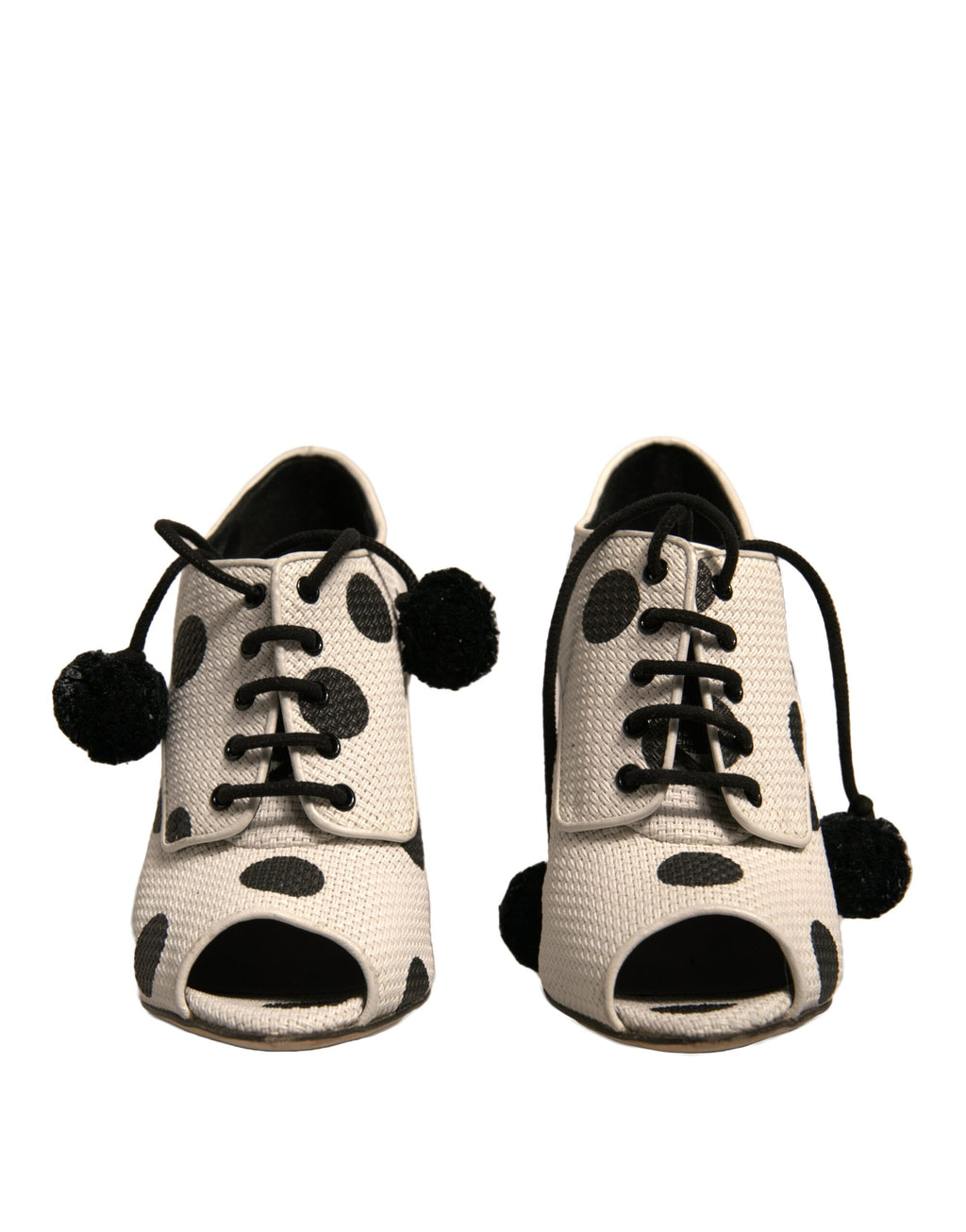 Dolce & Gabbana Weiß Schwarz Polka Dot Peep Toe Ankle Boots Schuhe