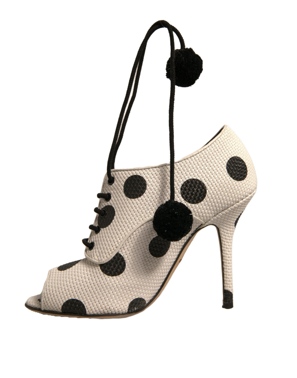 Dolce & Gabbana Weiß Schwarz Polka Dot Peep Toe Ankle Boots Schuhe