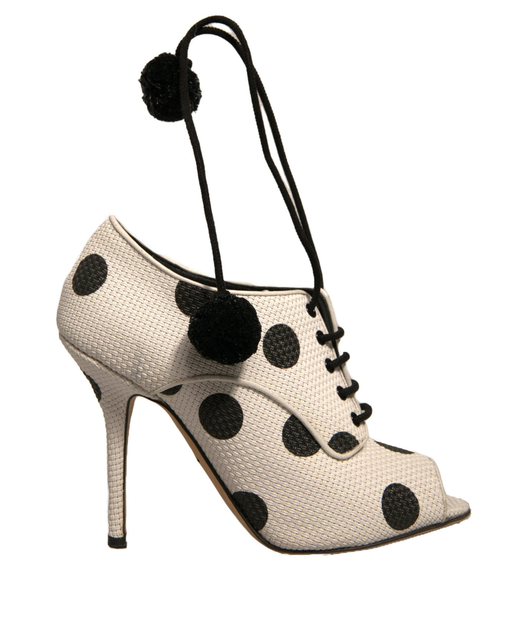 Dolce & Gabbana Weiß Schwarz Polka Dot Peep Toe Ankle Boots Schuhe