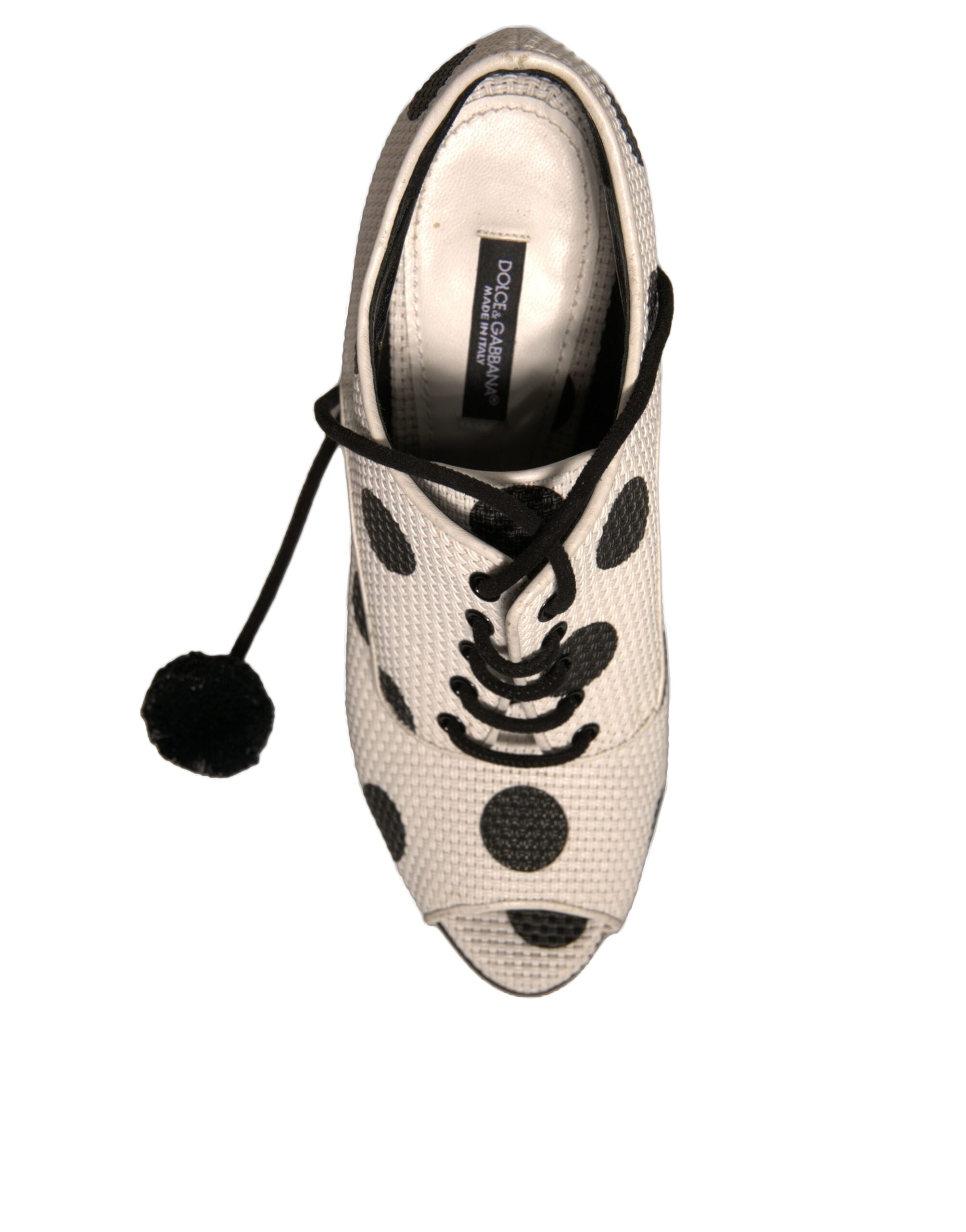 Dolce & Gabbana Weiß Schwarz Polka Dot Peep Toe Ankle Boots Schuhe