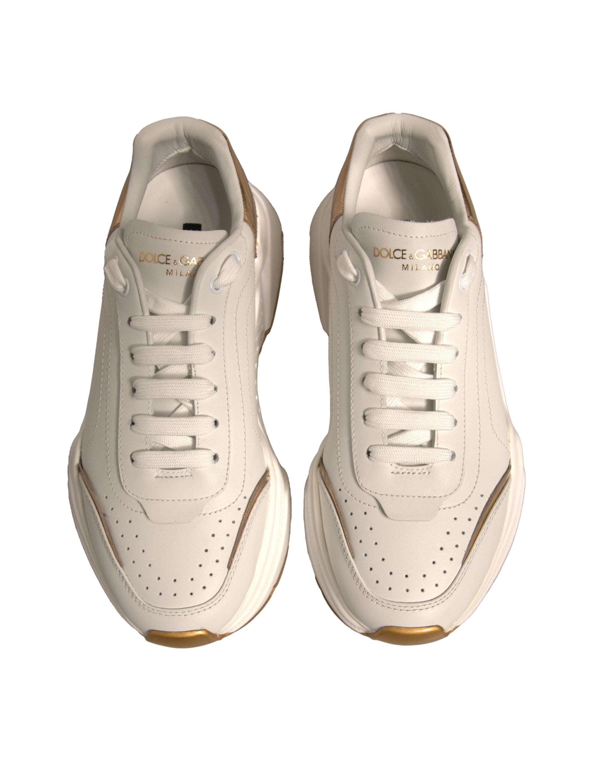 Dolce & Gabbana Weiß Gold Daymaster Low Top Turnschuhe Schuhe