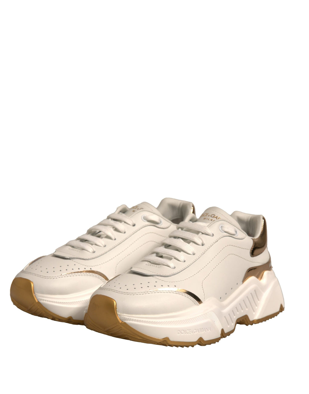 Dolce & Gabbana Weiß Gold Daymaster Low Top Turnschuhe Schuhe
