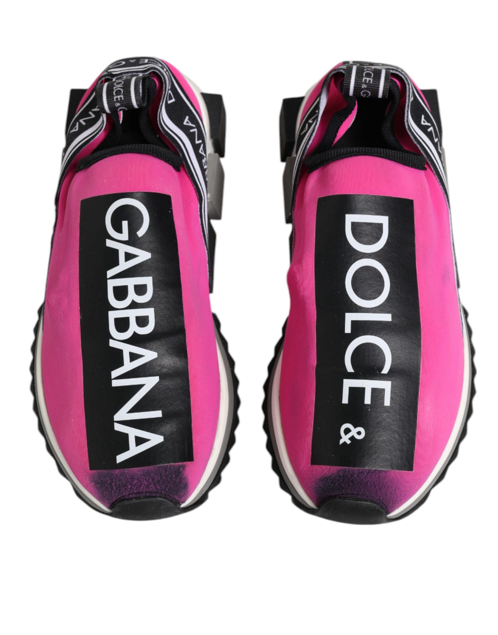 Dolce & Gabbana Fuchsia Weiß Slip On Sorrento Turnschuhe Schuhe