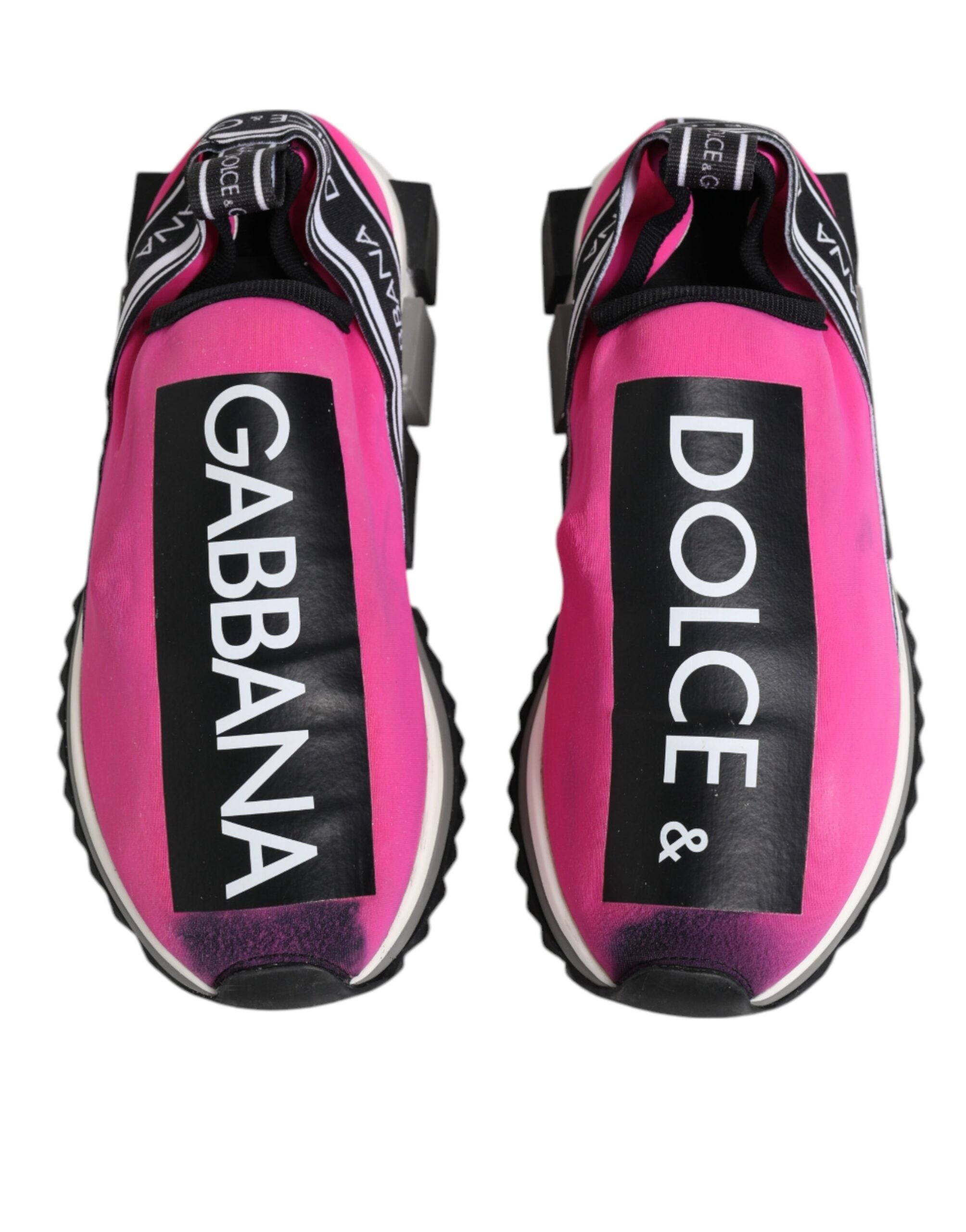 Dolce & Gabbana Fuchsia Weiß Slip On Sorrento Turnschuhe Schuhe