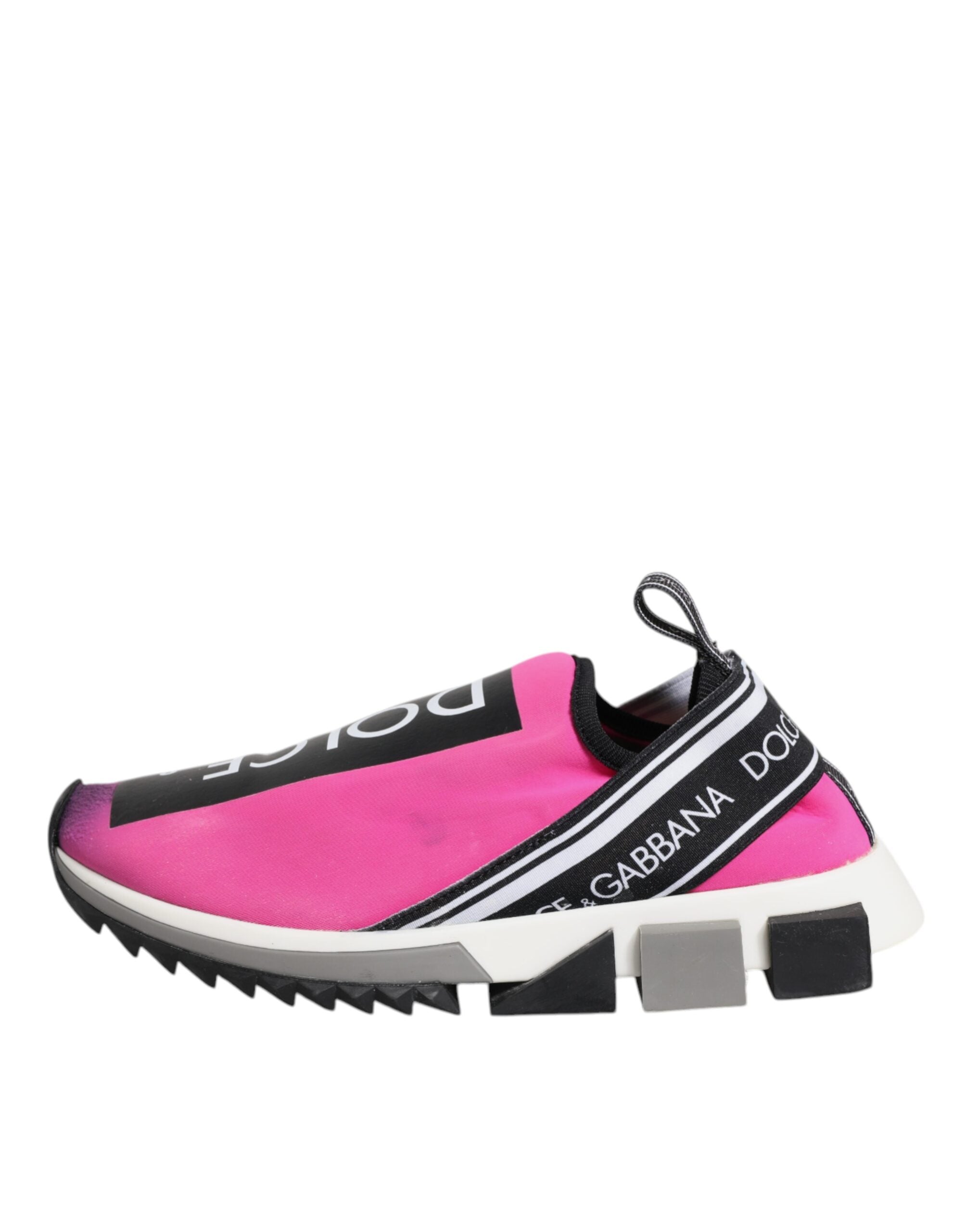 Dolce & Gabbana Fuchsia Weiß Slip On Sorrento Turnschuhe Schuhe