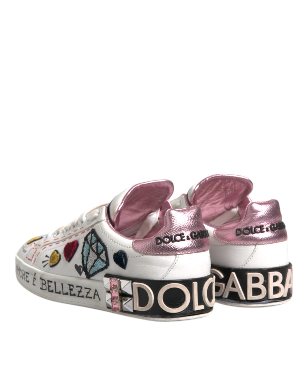 Dolce & Gabbana Weiß Pailletten Kristall Low Top Turnschuhe Schuhe