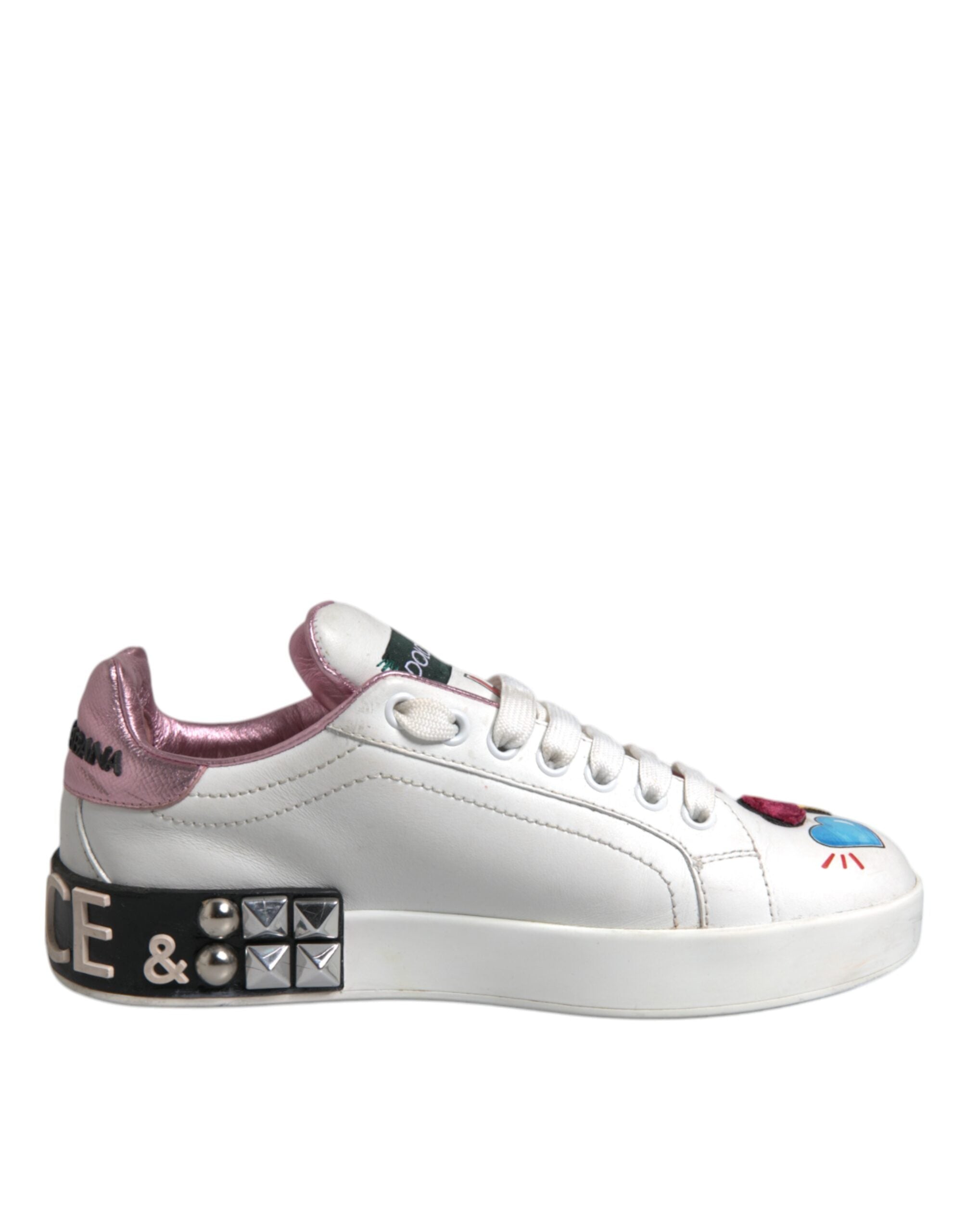 Dolce & Gabbana Weiß Pailletten Kristall Low Top Turnschuhe Schuhe