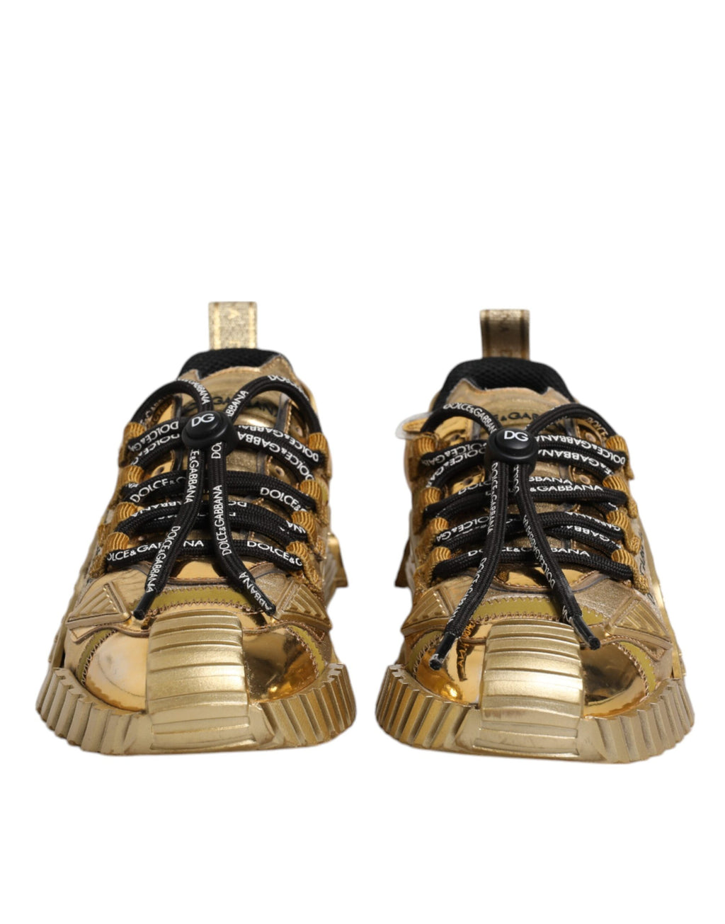 Dolce & Gabbana Gold Stretch Lace Up NS1 Turnschuhe Schuhe