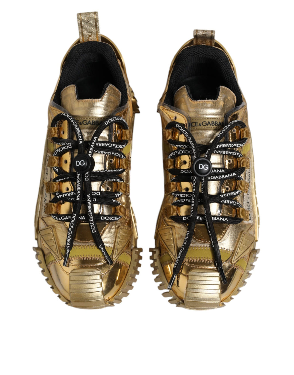 Dolce & Gabbana Gold Stretch Lace Up NS1 Turnschuhe Schuhe