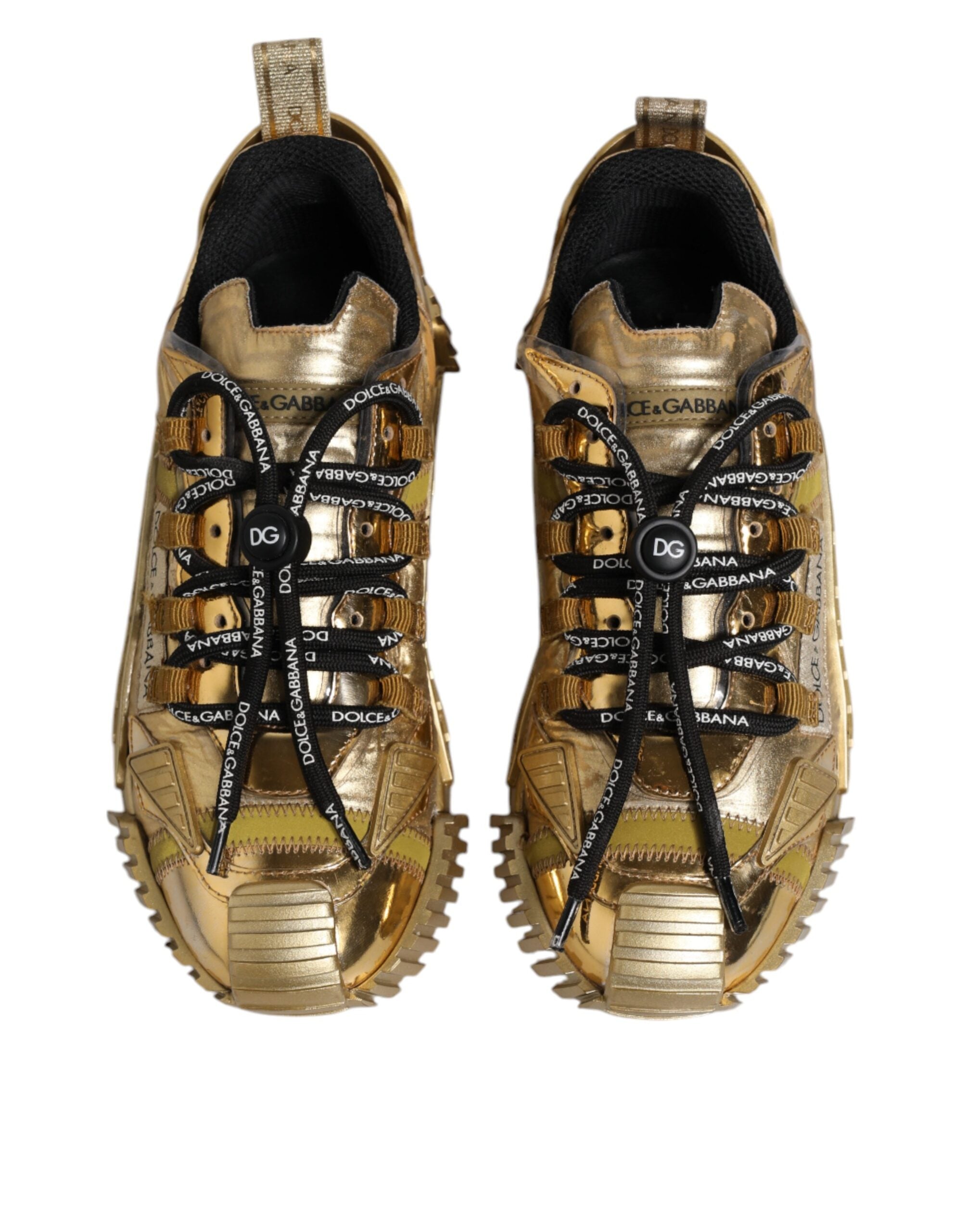 Dolce & Gabbana Gold Stretch Lace Up NS1 Turnschuhe Schuhe