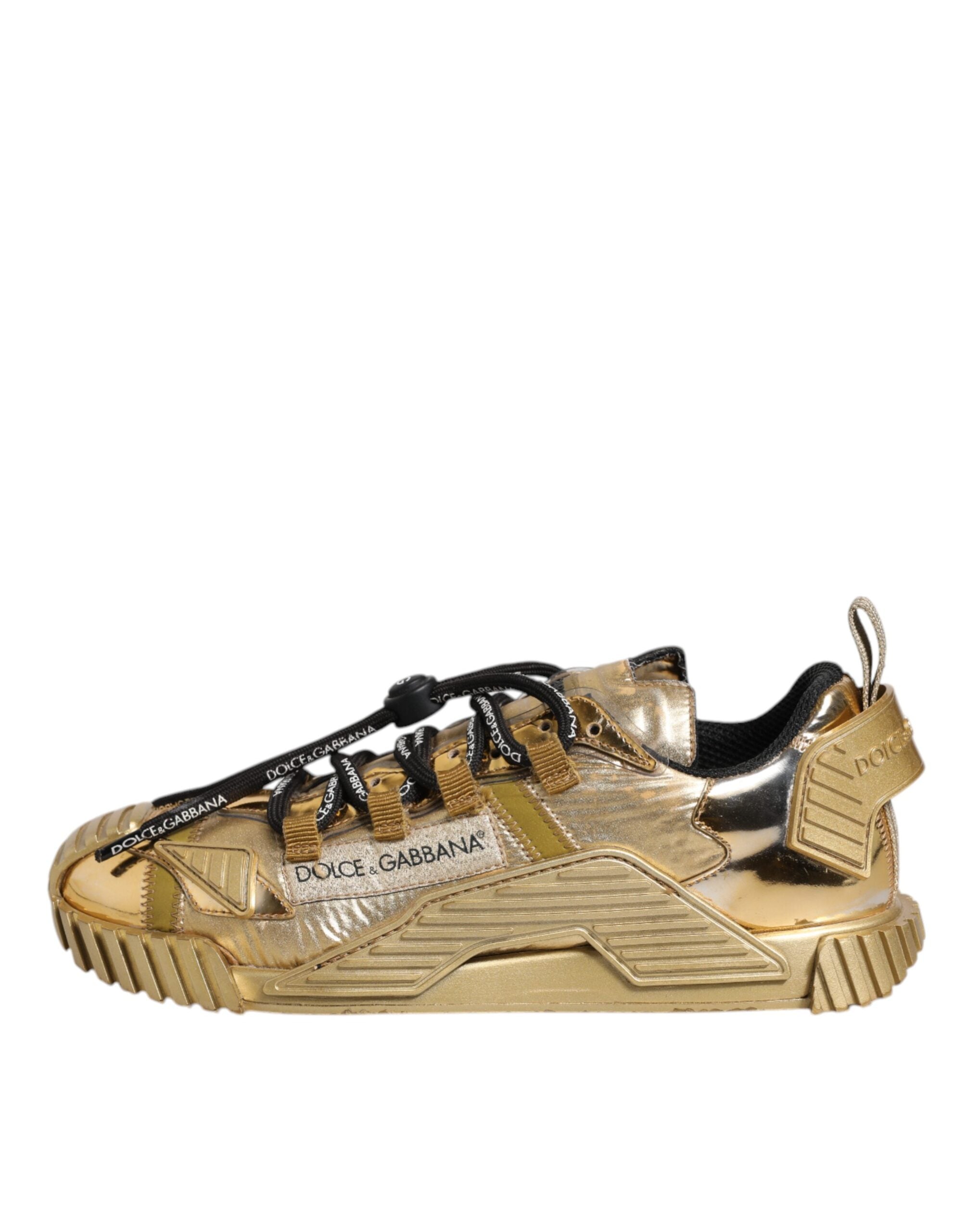 Dolce & Gabbana Gold Stretch Lace Up NS1 Turnschuhe Schuhe