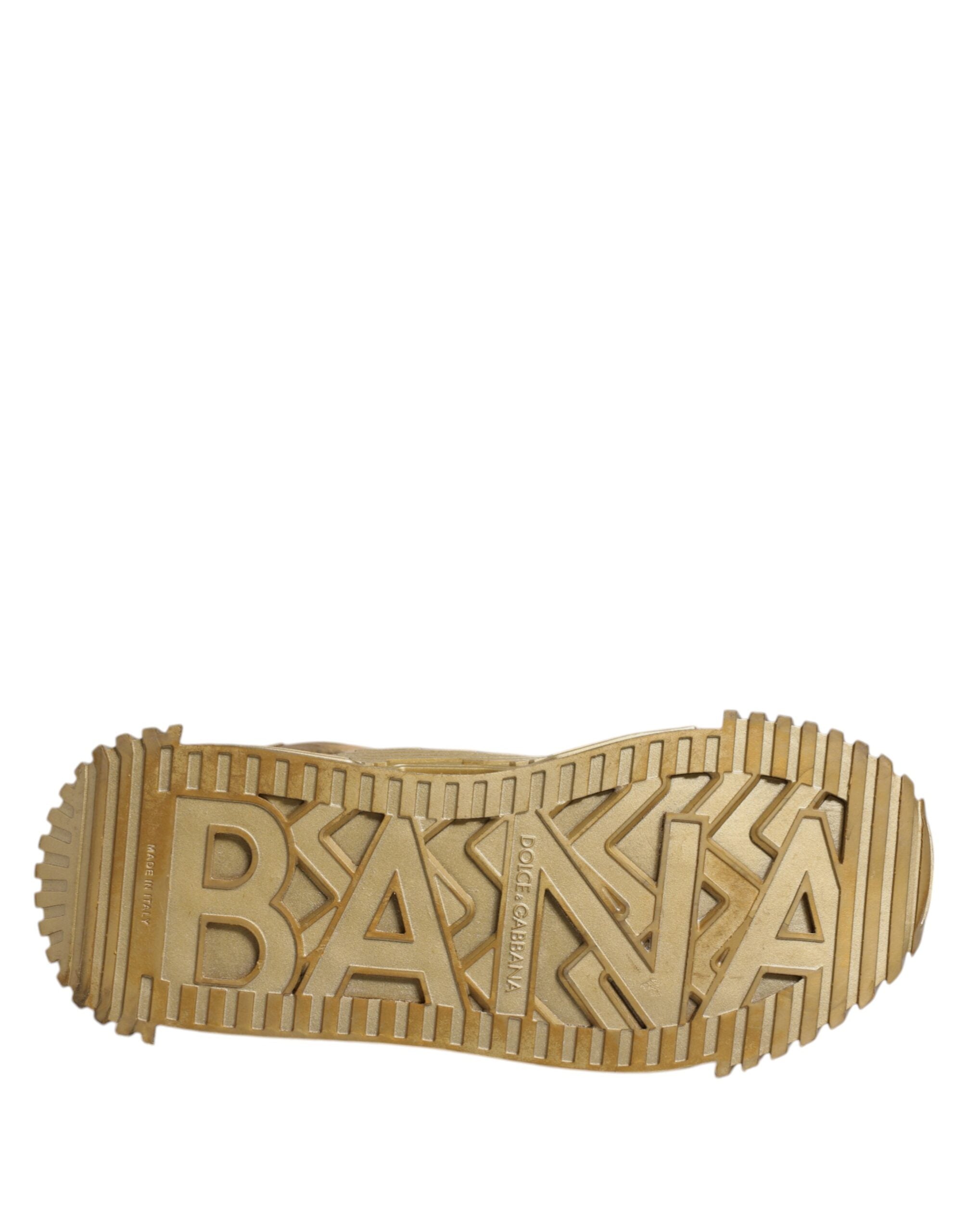 Dolce & Gabbana Gold Stretch Lace Up NS1 Turnschuhe Schuhe