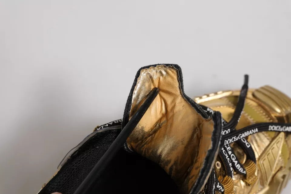 Dolce & Gabbana Gold Stretch Lace Up NS1 Turnschuhe Schuhe