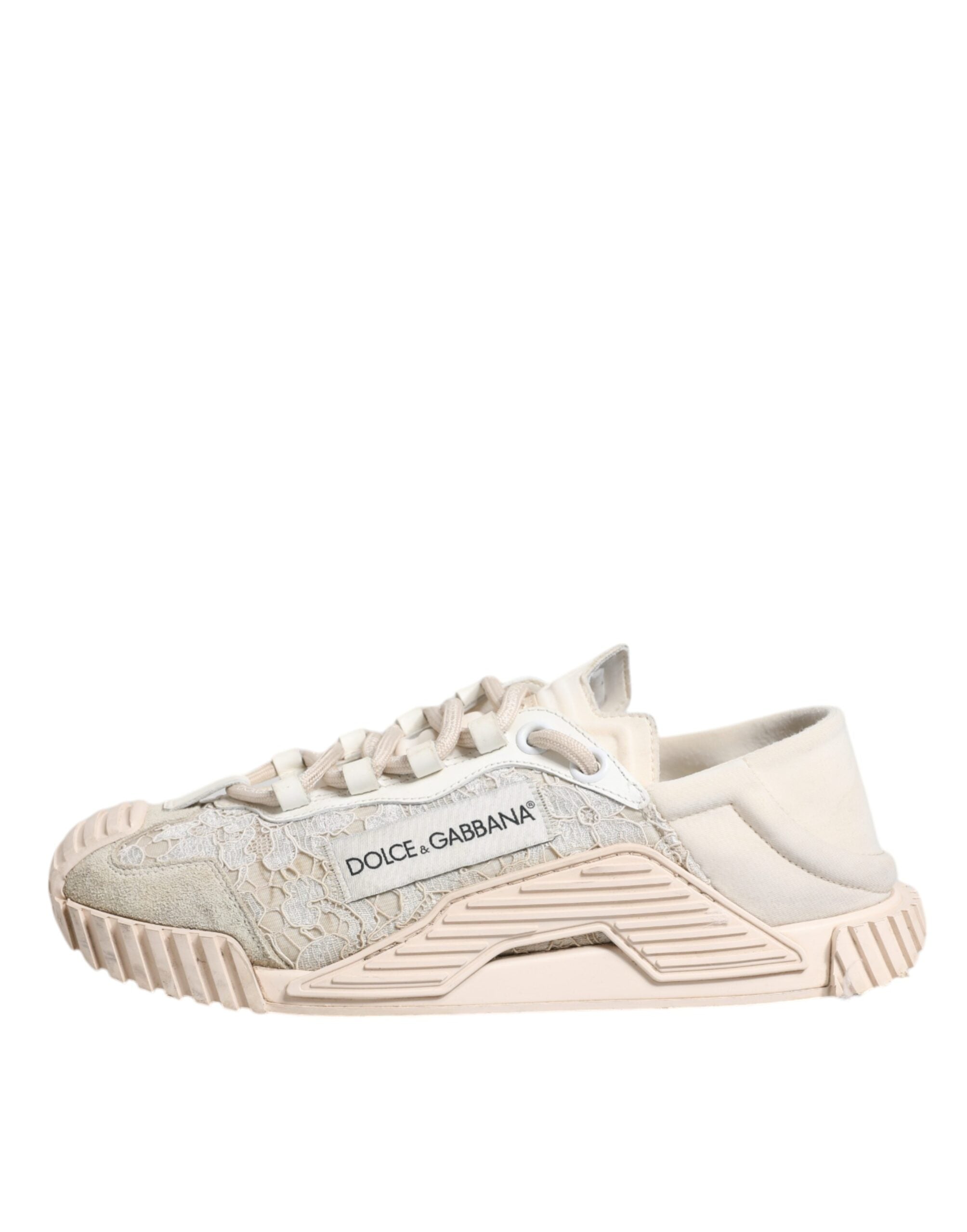 Dolce & Gabbana Weiß Spitze NS1 Low Top Sneaker Sportschuhe