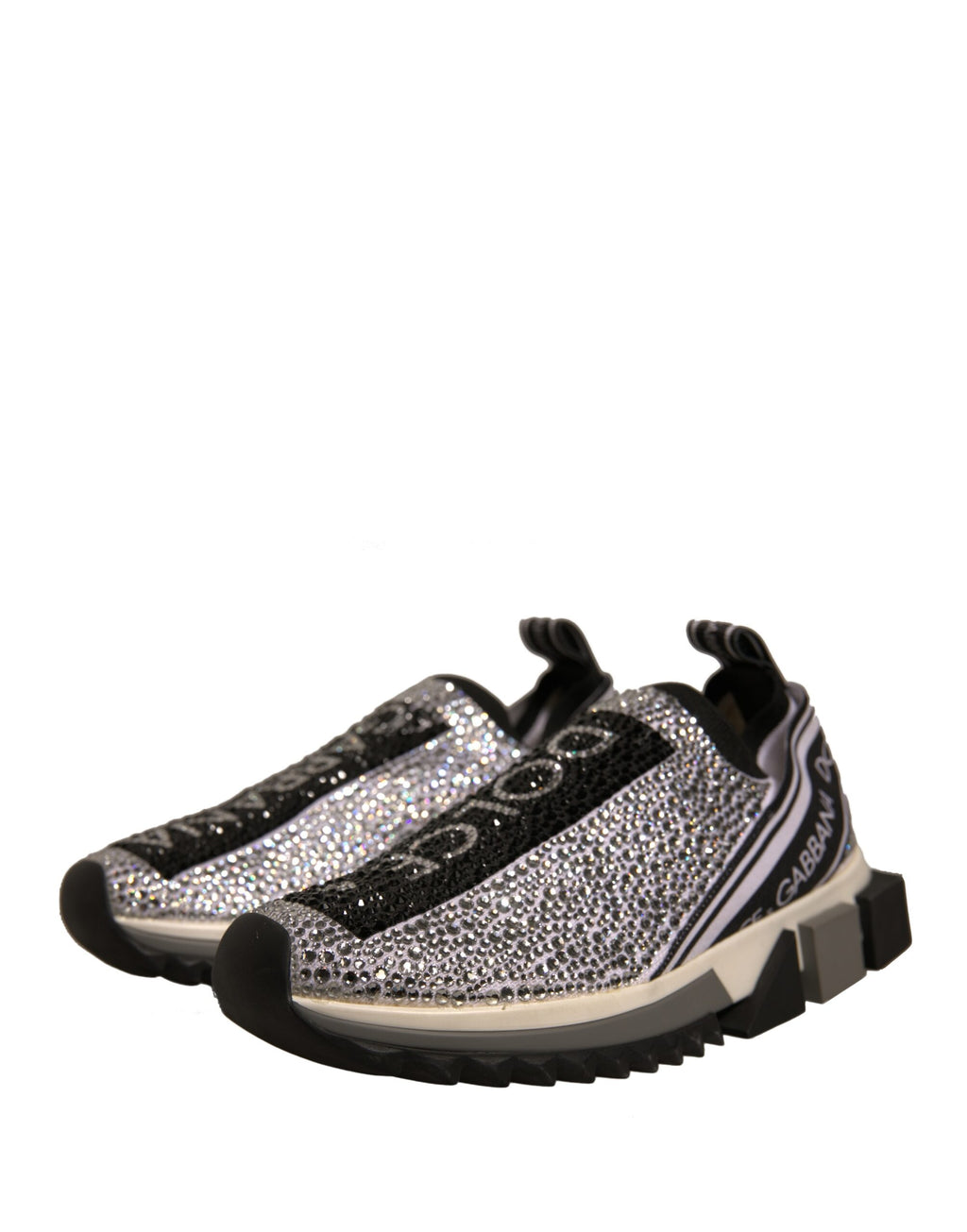 Dolce & Gabbana Silber Strass Sorrento Turnschuhe Schuhe